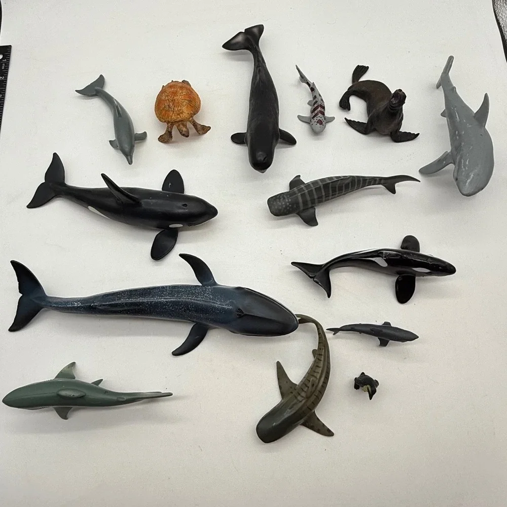 Ocean‎ Sea Animal Figurines Whale Dolphin Shark Turtle Seal Lot 14 Pieces - Picture 2 of 6